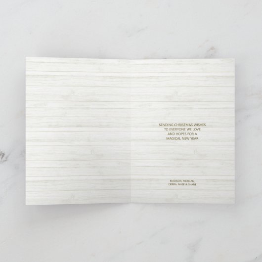 Gold Snowflake Joon aan de Wereld 3 Foto Feestdagen Kaart (Binnen)