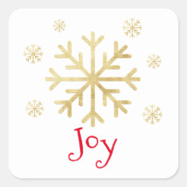 Gold Snowflake "JOY" kerstfeestdag Vierkante Sticker