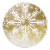 Gold Snowflake Keramische Knop (Voorkant)
