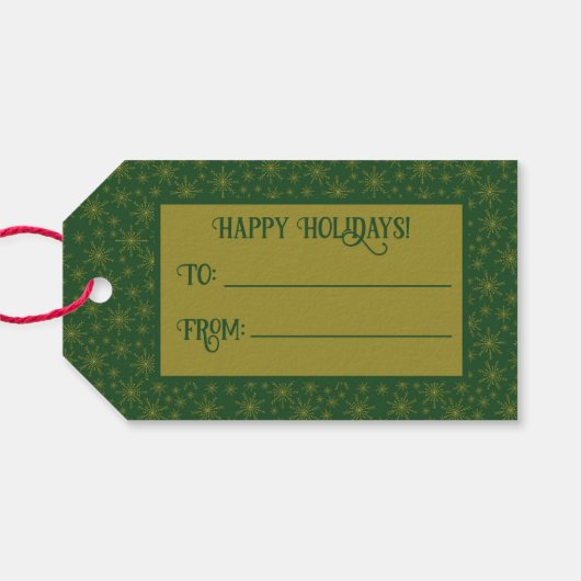 Gold Snowflake kerst Cadeaulabel (Achterkant Horizontaal)