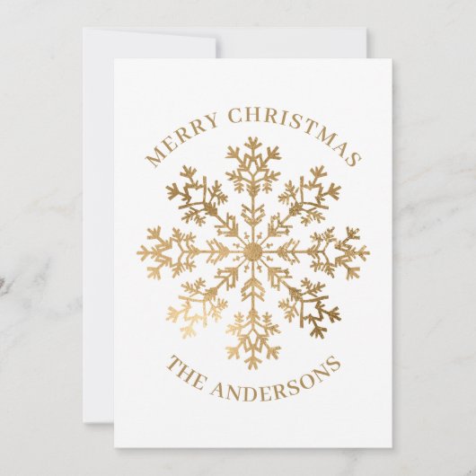 Gold Snowflake kerst Feestdagenkaart (Voorkant)