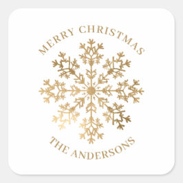 Gold Snowflake kerst Vierkante Sticker