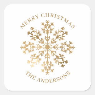 Gold Snowflake kerst Vierkante Sticker