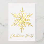 Gold snowflake-kerstfeestfeest folie uitnodiging (Voorkant)