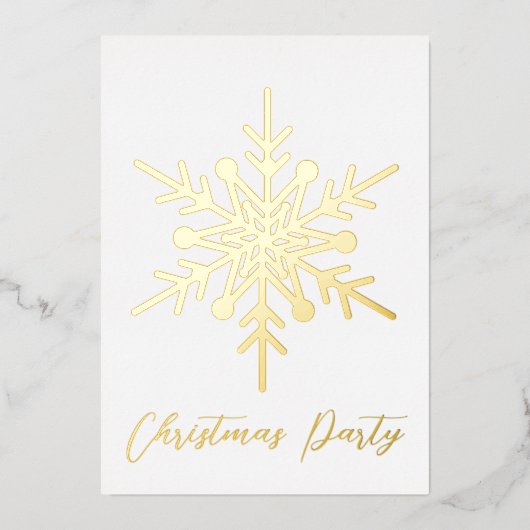 Gold snowflake-kerstfeestfeest folie uitnodiging (Voorkant)