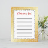 Gold Snowflake kerstmis BG Santa Wish List (Staand voorkant)