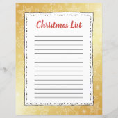 Gold Snowflake kerstmis BG Santa Wish List (Voorkant)