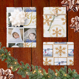 Gold Snowflake Kerstvakantie Uw foto's Inpakpapier Vel