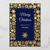 Gold Snowflake Lijst Vakantie Uitnodiging Kaart (Voorkant)