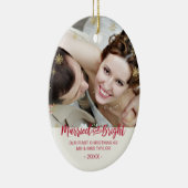 Gold Snowflake Married en Bright Pas getrouwd Holi Keramisch Ornament (Rechts)