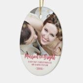 Gold Snowflake Married en Bright Pas getrouwd Holi Keramisch Ornament (Links)