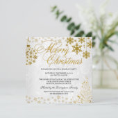 Gold Snowflake Merry kerstfeestelijke uitnodiging (Staand voorkant)