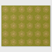 Gold Snowflake Olive Wrapping Paper Cadeaupapier (Vlak)
