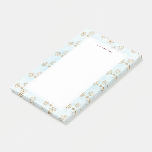 Gold Snowflake op blauw kerstpatroon Post-it® Notes (Schuin)