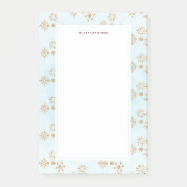 Gold Snowflake op blauw kerstpatroon Post-it® Notes