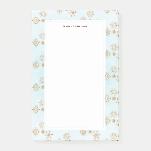 Gold Snowflake op blauw kerstpatroon Post-it® Notes (Voorkant)