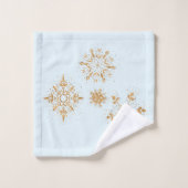 Gold Snowflake op het Frosty Blue-kerstpatroon Bad Handdoek (Wasdoekje)