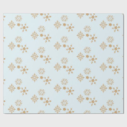 Gold Snowflake op het Frosty Blue-kerstpatroon Cadeaupapier (Vlak)