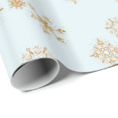 Gold Snowflake op het Frosty Blue-kerstpatroon Cadeaupapier (Rol Hoek)