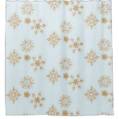 Gold Snowflake op het Frosty Blue-kerstpatroon Douchegordijn (Voorkant)