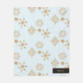 Gold Snowflake op het Frosty Blue-kerstpatroon Fleece Deken (Voorkant)