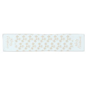 Gold Snowflake op het Frosty Blue-kerstpatroon Korte Tafelloper (Horizontaal)