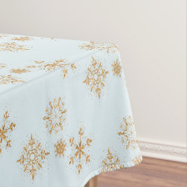 Gold Snowflake op het Frosty Blue-kerstpatroon Tafelkleed