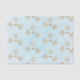 Gold Snowflake op het Frosty Blue-kerstpatroon Tissuepapier