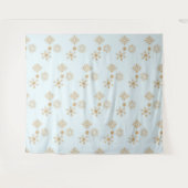 Gold Snowflake op het Frosty Blue-kerstpatroon Wandkleed (Voorkant (horizontaal))