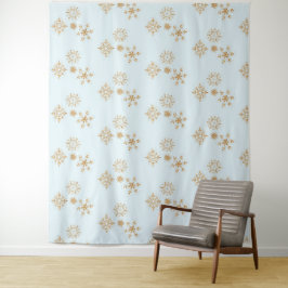 Gold Snowflake op het Frosty Blue-kerstpatroon Wandkleed