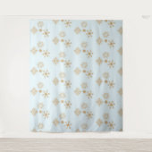 Gold Snowflake op het Frosty Blue-kerstpatroon Wandkleed (Voorkant)