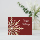 Gold Snowflake op Red Business Prettige feestdagen (Staand voorkant)