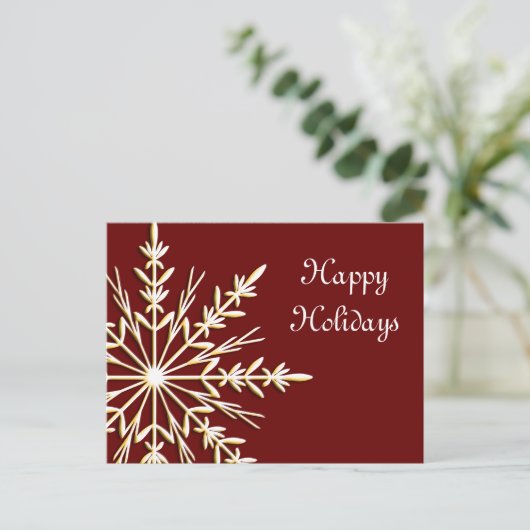 Gold Snowflake op Red Business Prettige feestdagen (Staand voorkant)