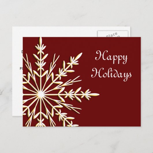 Gold Snowflake op Red Business Prettige feestdagen (Voorkant / Achterkant)