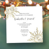 Gold Snowflake op White Winter Engagement Party Kaart