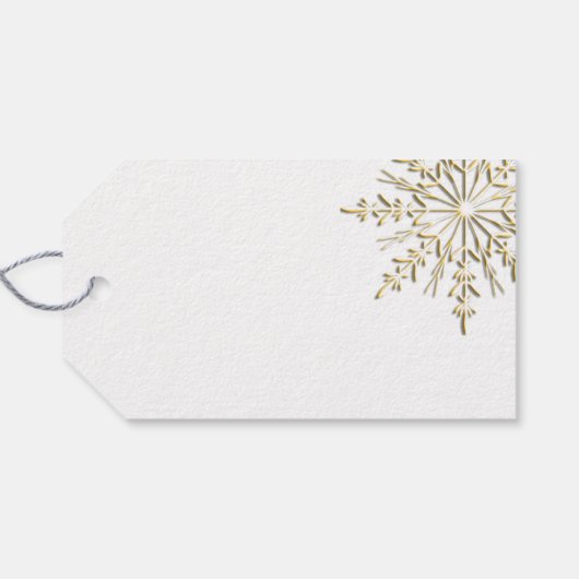 Gold Snowflake op White Winter Weddenschap Favor T Cadeaulabel (Achterkant Horizontaal)