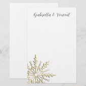 Gold Snowflake op White Winter Wedding Briefpapier (Voorkant / Achterkant)