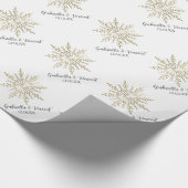 Gold Snowflake op White Winter Wedding Cadeaupapier (Hoek)