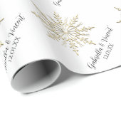 Gold Snowflake op White Winter Wedding Cadeaupapier (Rol Hoek)