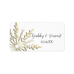 Gold Snowflake op White Winter Wedding Favor Tag Etiket
