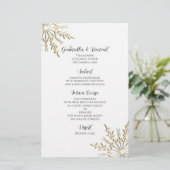 Gold Snowflake op White Winter Wedding Menu (Staand voorkant)