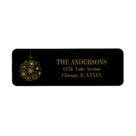 Gold Snowflake Ornament Holiday Adres label