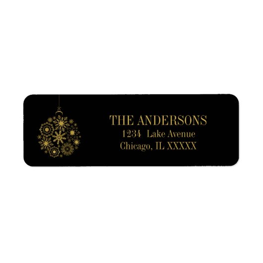 Gold Snowflake Ornament Holiday Adres label (Voorkant)