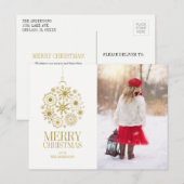 Gold Snowflake Ornament Holiday Foto Briefkaart (Voorkant / Achterkant)