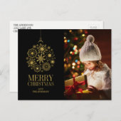 Gold Snowflake Ornament Holiday Foto Briefkaart (Voorkant / Achterkant)
