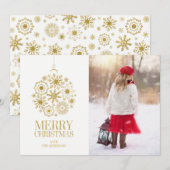 Gold Snowflake Ornament Holiday-fotokaart Feestdagenkaart (Voorkant / Achterkant)
