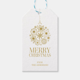 Gold Snowflake Ornament Holiday Gift Labels Cadeaulabel