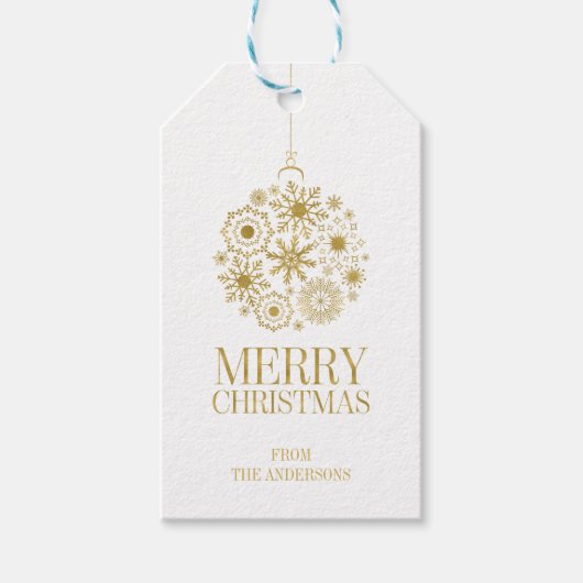 Gold Snowflake Ornament Holiday Gift Labels Cadeaulabel (Voorkant)
