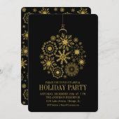 Gold Snowflake Ornament Holiday Party Kaart (Voorkant / Achterkant)