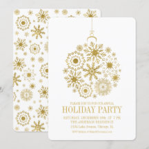 Gold Snowflake Ornament Holiday Party Kaart